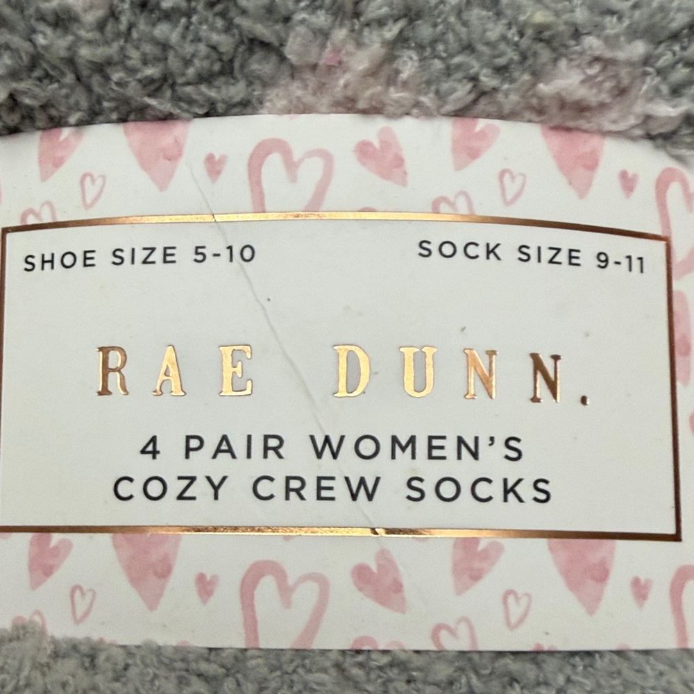 Rae Dunn Pink and Gray Heart Women's Socks - Picture 7 of 10